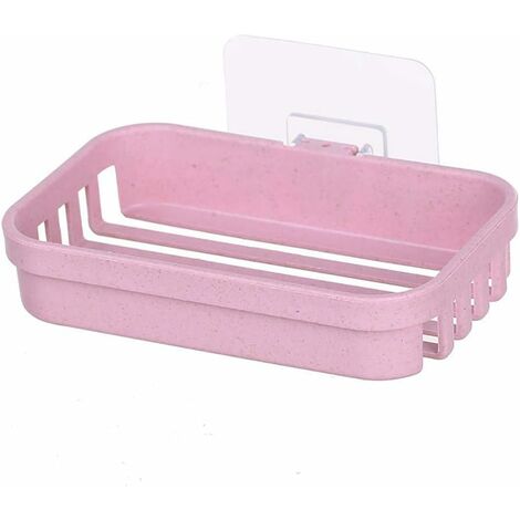 Porte Savon, Distributeur De Savon De Drainage Mural Non Marquant, Peut Garder Le Savon Sec Et Facile à Nettoyer, Utilisé dans Les Douches, Les Salles De Bain (Rose)-Ensoleillé (1/5)