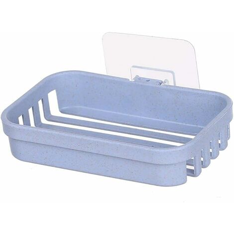 Porte Savon, Distributeur De Savon De Drainage Mural Non Marquant, Peut Garder Le Savon Sec Et Facile à Nettoyer, Utilisé dans Les Douches, Les Salles De Bain (Bleu)-Ensoleillé (1/5)