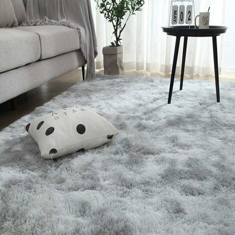 Tapis Chambre Tapis Modernes de Salon Soft Tapis à Poils Longs Moelleux Tapis Extra Doux et Confortable Tapis Antidérapant Intérieur Moelleux épais pour Salon (Gris Blanc, 120200cm)-Ensoleillé