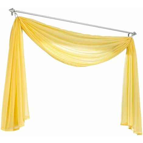 Lot de 1 cantonnière en voile transparent - Pour chambre à coucher, salon, mariage - Jaune - 140 x 300 cm-Ensoleillé (1/4)