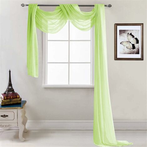 - Rideau transversal transparent - Décoration à la main - En voile transparent - Décoration unie - Rideau décoratif pour chambre à coucher, salon, mariage - 52 x 216 cm vert-Ensoleillé (1/3)