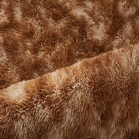 Tapis Chambre Tapis Modernes de Salon Soft Tapis à Poils Longs Moelleux Tapis Extra Doux et Confortable Tapis Antidérapant Intérieur Moelleux épais pour Salon (Brun Blanc, 80200cm)-Ensoleillé