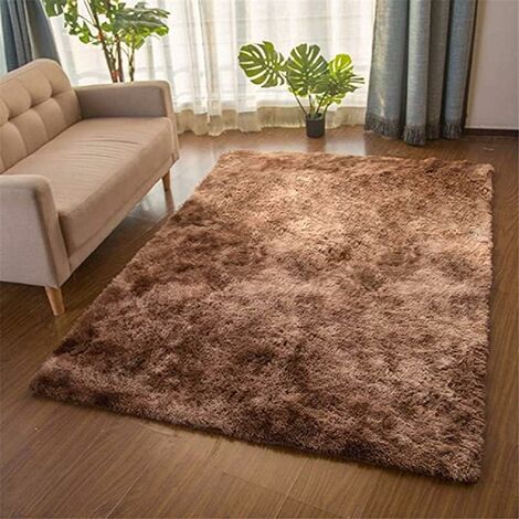 Tapis Chambre Tapis Modernes de Salon Soft Tapis à Poils Longs Moelleux Tapis Extra Doux et Confortable Tapis Antidérapant Intérieur Moelleux épais pour Salon (Brun Blanc, 80200cm)-Ensoleillé