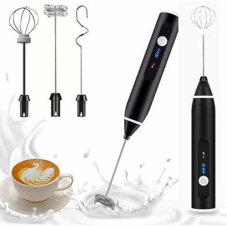 Mousseur à lait électrique, Fouet émulsionneur à Lait USB avec Base de  Chargement, Mousseurs à lait à main Rechargeable par USB pour Café Latte  Cappuccino CJL-SHAW