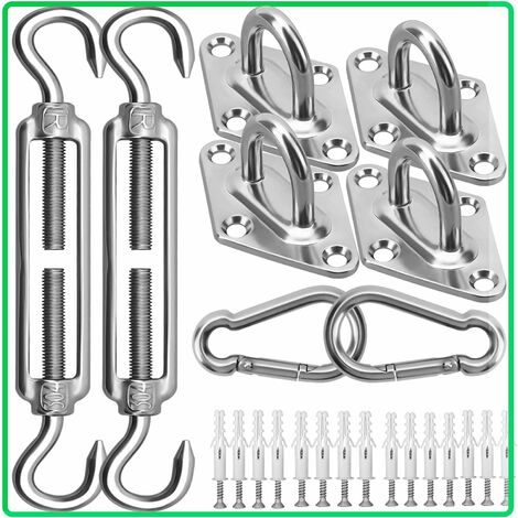Kit de matériel pour voiles d'ombrage - Kit d'installation de Pare-Soleil en Acier Inoxydable 304 - 15,2 cm - pour Installer des voiles d'ombrage rectangulaires et triangulaires pour terrasse, Jardin (1/5)