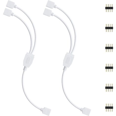 Kit de connecteurs pour ruban LED, 2pcs Séparateur de Bande LED 4 Broches 1 à 2 Câble Diviseur Connecteur à 4 Broches pour ruban LED RVB 5050 3528 2835 Accessoires de DIY (1/5)