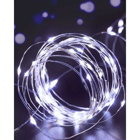 Guirlande Lumineuse Argentée 50 Micro LED Blanc Chaud –