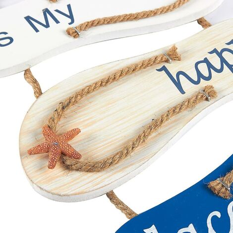 Tongs de plage nautique Décoration murale  Pantoufles en bois Décoration suspendue, mur et porte Marine Décoration de la mais