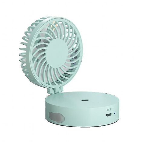 Coloré Lumineux Main-tenue Ventilateur Spray pliant Cou suspendu (vert) (1/3)