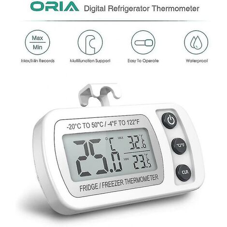 Thermomètre Réfrigérateur Yokomu Avec Sonde Externe 2m - LCD Numérique, Pour Frigo, Congélateur, Aquarium, Pack De 6