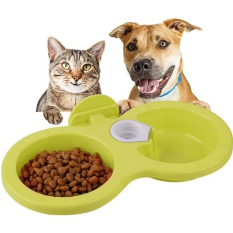 Bols Doubles pour Animaux de Compagnie Bol en Plastique pour Animaux de Compagnie pour Chiot à Boire pour Animaux de Compagnie(Green)