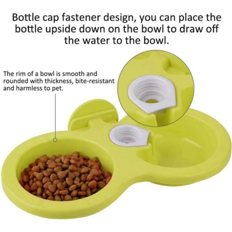 Bols Doubles pour Animaux de Compagnie Bol en Plastique pour Animaux de Compagnie pour Chiot à Boire pour Animaux de Compagnie(Green)
