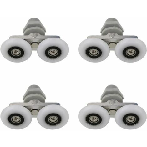 Roulettes Doubles pour Porte de Douche Roulettes pour Porte de Douche Roulettes Coulissantes Porte Salle de Bain Douche Rouleau de Douche de Rechange,Pièces de rechange pour salle de bain 23mm 4 PCS (1/4)