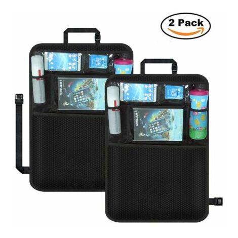 Protecteur de dossier de voiture pour enfants, 2 pièces organisateur de voiture multi-poches siège arrière pour enfants, 600D Oxford étanche avec sac de support de tablette (1/5)