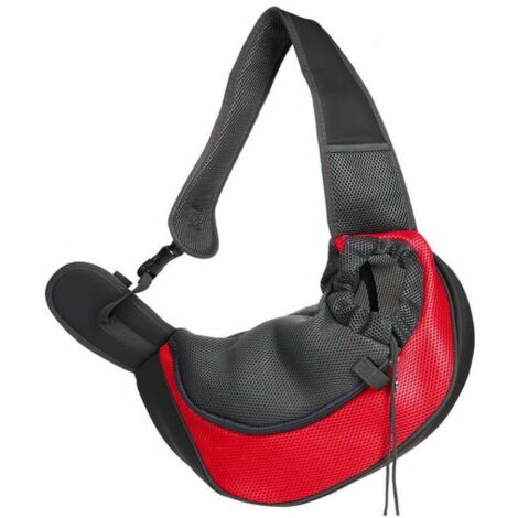 Pet Portable Poitrine Respirant Sortant Une épaule Diagonale Sac-Rouge (Large) (1/5)