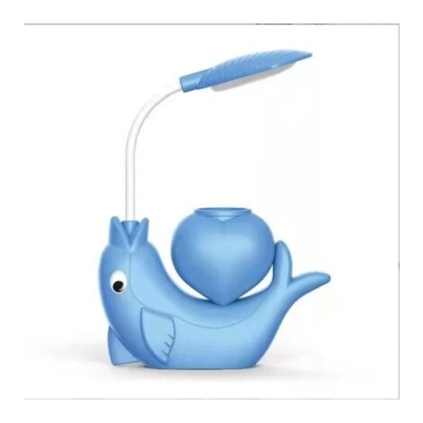 Dolphin led lampe de table de protection des yeux dessin animé lampe de table de charge créative (bleu) (1/4)