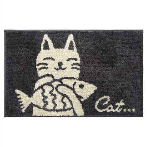 Tapis de bain Tapis de bain, tapis antidérapant absorbant, chat tenant un poisson 5080cm (1/5)