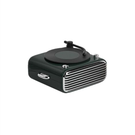 Haut-parleur Bluetooth sans fil en vinyle portable créatif pour l'extérieur (vert) (1/5)