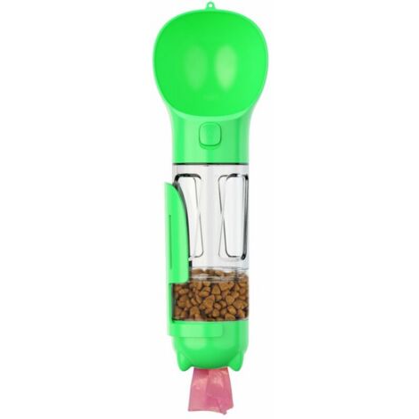 Bouteille d'eau pour animaux de compagnie, tasse à eau étanche pour chien, 300 ml, distributeur 4-en-1, avec pelle à ordures, contenant de nourriture, boîte de sac poubelle (1/4)