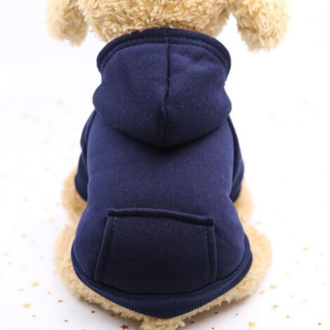 Sweat à Capuche pour Chat Vêtements pour Chien en Coton avec Manteau d'hiver et Poche extérieure,Pull de chien d'hiver pull à de Noël (Bleu,S) (1/4)
