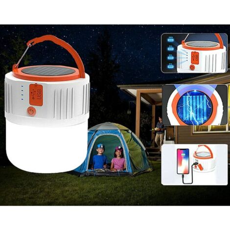 Lampe De Camping Solaire Rechargeable Gatuida - USB, Lumière LED, Crochet, Pour Tente, Randonnée, Extérieur