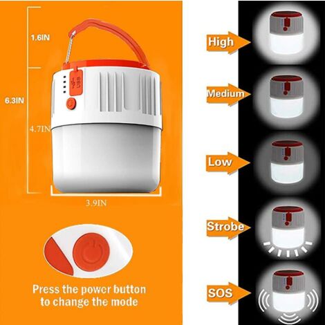 Lampe De Camping Solaire Gatuida - Rechargeable USB, Portable, Pour Tente, Randonnée, Éclairage D'Urgence