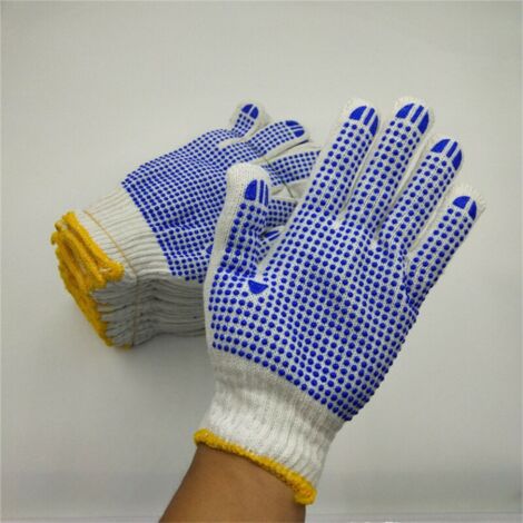 12 paires de gants de travail en coton réutilisables Gants de nettoyage pour adultes Gants de protection de main-d'oeuvre pour travaux industriels jardinage (1/4)