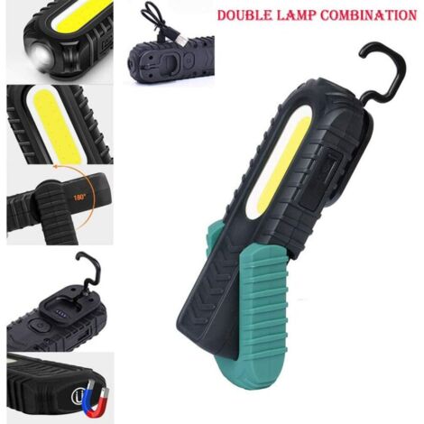 Lampe De Travail LED Rechargeable,Lampes D'inspection à LED Devant 5W Cob Avec Crochet Et Base Magntique Pour Voiture Camping Urgence Vert 55801909