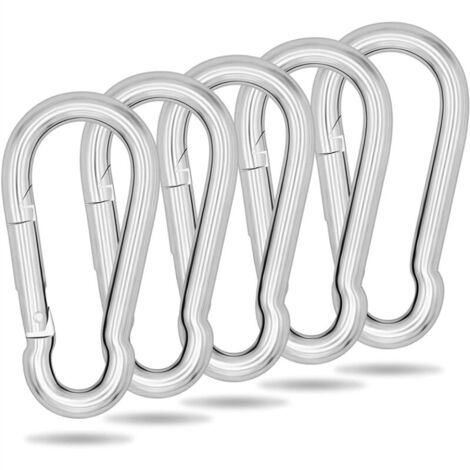 Mousqueton 5 pack I 4mm 3XS 60kg I Fixation sûre et facile de la grille pivotante, des drapeaux, des clés, du portefeuille (Norme 4x40) (1/5)