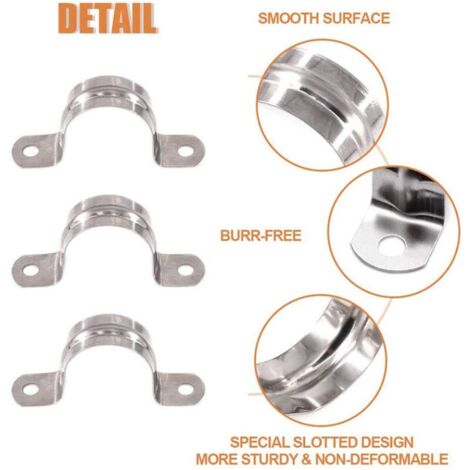JTAREA - Lot De 10 Serre-câbles P Clip En Acier Inoxydable 304, 20 Mm (3/4") Avec Vis Et écrous - Pour Tuyaux, Câbles Auto, Bateau - 3