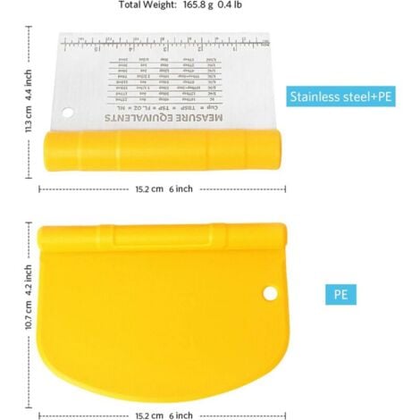 LTS FAFA Grattoir en Acier Inoxydable avec échelle Grattoir Coupe-pâte  Multi-Usage Cutter pour Couper