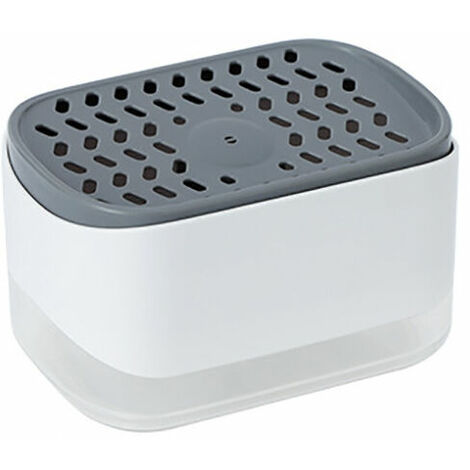 Distributeur de Savon Liquide avec Porte-éponge 2 en 1,Distributeur Liquide Vaisselle,Distributeur de Pompe à Main en Plastique pour Évier de Cuisine (1/5)