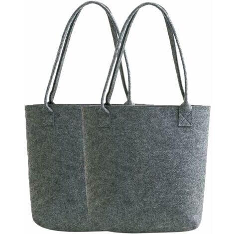 SWANEW Sac à Bois De Chauffage 2 Pièces Panier En Feutre En Feutre Panier Bois Panier Bois Sac Bois Sac En Feutre Pour Bois De Chauffage Journaux 50 X 25 X 25 Cm Gris Fonc 57509009