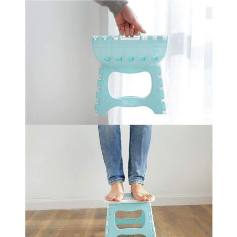 Tabouret Pliable En Plastique Robuste - Pour Pêche, Camping, Cuisine, Jardin - 32 Cm De Haut - Bleu
