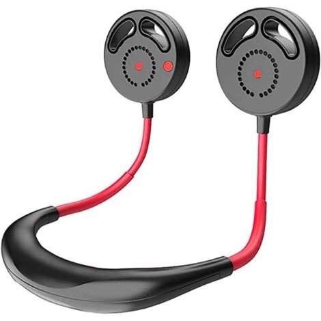 Ventilateur de cou USB, Mini Ventilateur de Tour de Cou Portable Rechargeable,Ventilateur de Collier avec Double Tête de vent 3 Vitesses pour le Sport, Voyage, Bureau, Camping en plein air. (1/5)