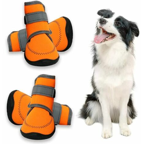Dog Shoes Patte Protegez Chaussures De Course pour Grand Chien avec Les Bretelles Reflechissant Reglable Semelle
