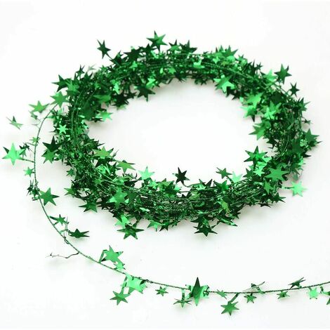Guirlandes de guirlandes d'étoiles vertes de 50 pieds avec fil, décorations de guirlandes de fils d'étoiles de Noël pour l'ornement de festival de fête d'anniversaire de mariage à la maison d'arbre de (1/4)