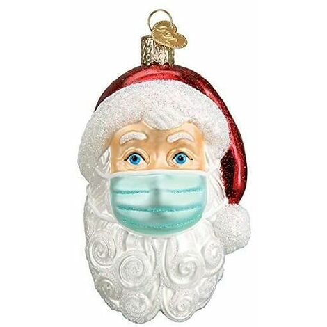 Père Noël avec masque facial en verre soufflé 2021 Ornements de Noël uniques pour les décorations d'arbres de Noël (1/5)