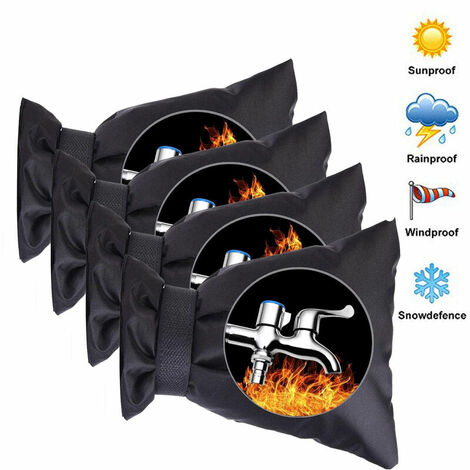 Faucet protector,Housse de Protection Robinet Extérieur,Protection Robinet Extérieur,Couverture Isotherme Thermique Anti-Gel/Neige/Pluie/Givre/Froid, pour Robinet de Jardin et Extérieur (Noir,4pcs) (1/5)