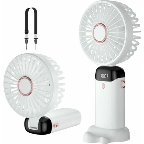 Ventilateur Portable Rechargeable USB - 5 Vitesses Avec Base Pliable | 4200mAh Pour Bureau Et Extérieur