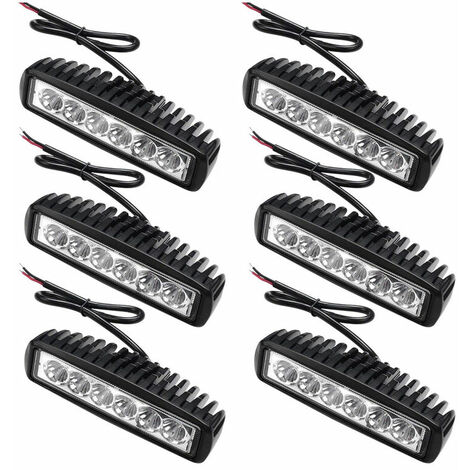 6 x 18W LED de travail 12V 24V offroad projecteur pour tracteur, excavatrice, Projecteurs, IP67 - Noir (1/4)