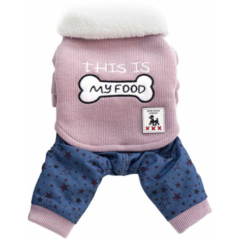 Vetements Pour Animaux Dog Sweat-Shirts En Coton Vestes D'Hiver Cat Douce Et Chaude Vetements Chiens Jumpsuit Motif Etoile Bouton Animaux Manteau Pour Animaux Petites Et Moyennes, Rose, S (1/5)