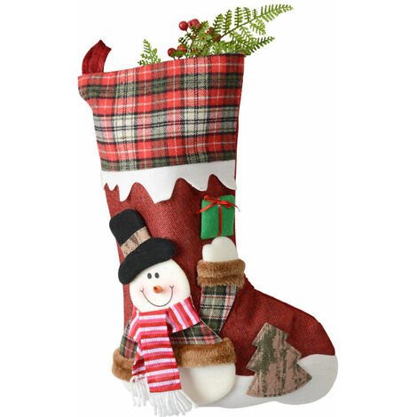 Décorations de Noël, sacs-cadeaux de chaussettes de Noël, sacs-cadeaux de bonbons de chaussettes de Noël pendentifs créatifs (chaussettes de bonhomme de neige de Noël) (1/5)
