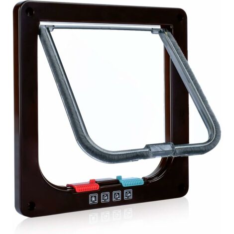 Chatière pour Chat, Verrouillage Manuel à 4 Voies, économe en énergie, Coupe-Froid, Pratique, Petit Chien, Facile à Installer et à Utiliser, Version améliorée L (1/5)