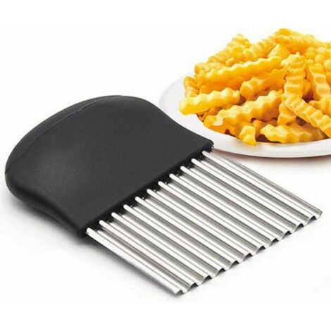Coupe-frites ondulés multifonction en acier inoxydable pour légumes et oignons Noir (1/5)
