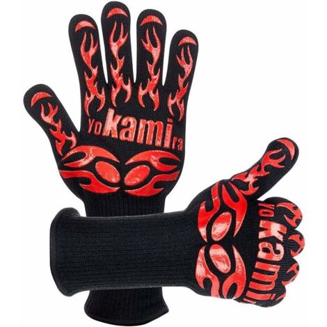 Gants de Four, Gant Cuisine Anti Chaleur Résistant, Longeur 35cm Gant de Cuisson pour BBQ et Four, Pair de Gloves Barbecue Grill Grille (1/5)
