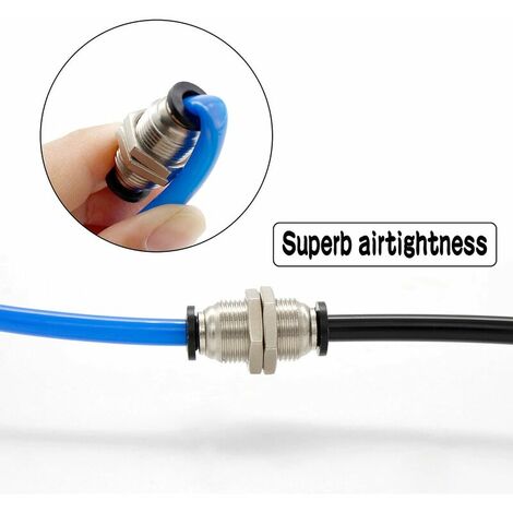 100 Raccords Pneumatiques Push-in 6mm - Bouchons Pour Tuyaux Industriels - Lot Économique