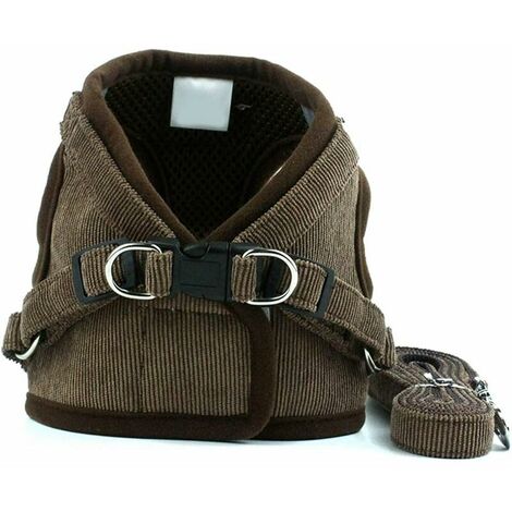 Gilet Harnais Doux d'entraînement Mesh Tissu Dog Vest Harnais pour Chiot, Chats, Petits Animaux PS042 (L, Coffee)