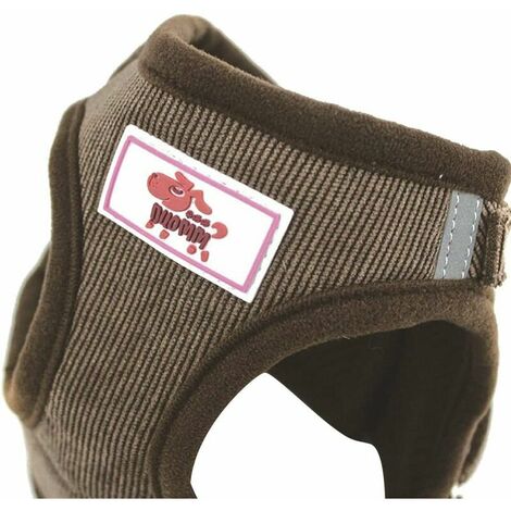 Gilet Harnais Doux d'entraînement Mesh Tissu Dog Vest Harnais pour Chiot, Chats, Petits Animaux PS042 (L, Coffee)