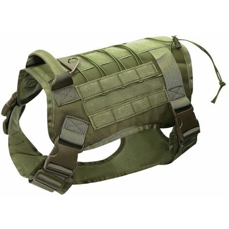 Harnais Tactique Pour Chien Sans Traction - Armygreen, L, Harnais Militaire Réfléchissant Pour Chien Avec Poignée, Gilet De Service Pour Chien Pour L'Entraînement, Gilet De Travail Réglable Pour Anima
